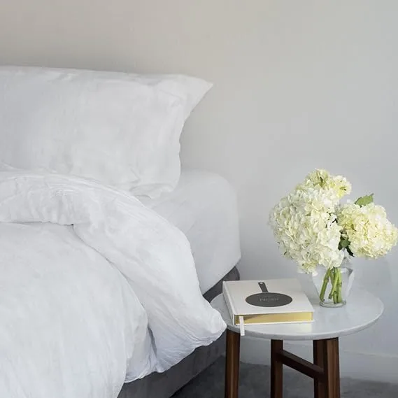 OEKO-Tex white linen sheets Huddleson - Savings With Style