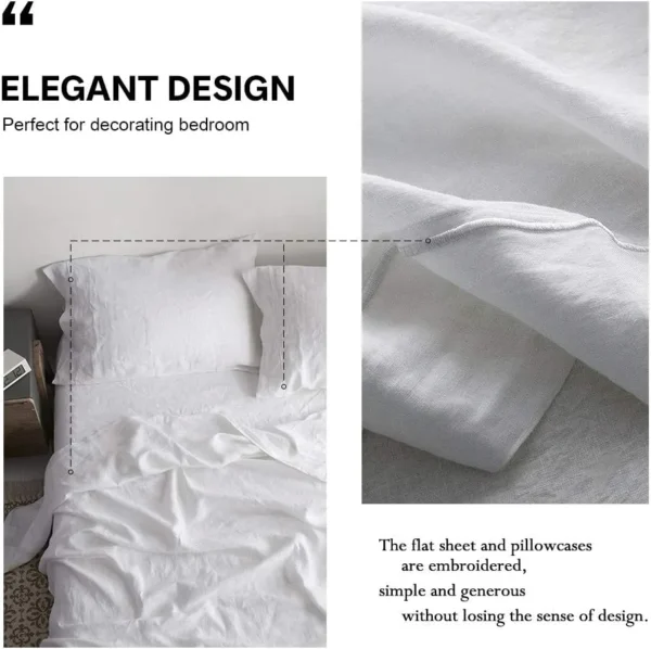 Simple&Opulence 100 Procent Washed Linen Sheet Set OEKO-TEX Standard 100 certified - Savings With Style