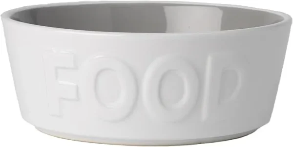 Dog Food Bowl Handmade 100 Ceramic Durable for cats and small to medium dogs by PetRageous 14013 Back to Basics Dishwasher and Microwave Safe 6-Inch Diameter 2.25-Inch Tall 2.5-Cup white