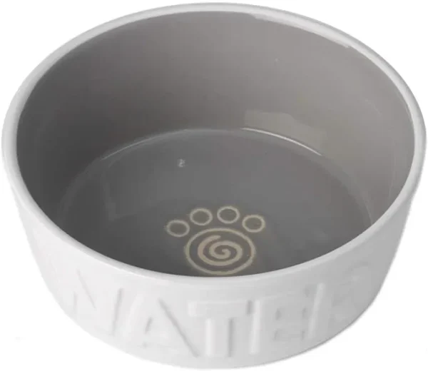 Dog Water Bowl Handmade 100 Ceramic Durable for cats and small to medium dogs by PetRageous 14014 stylish white
